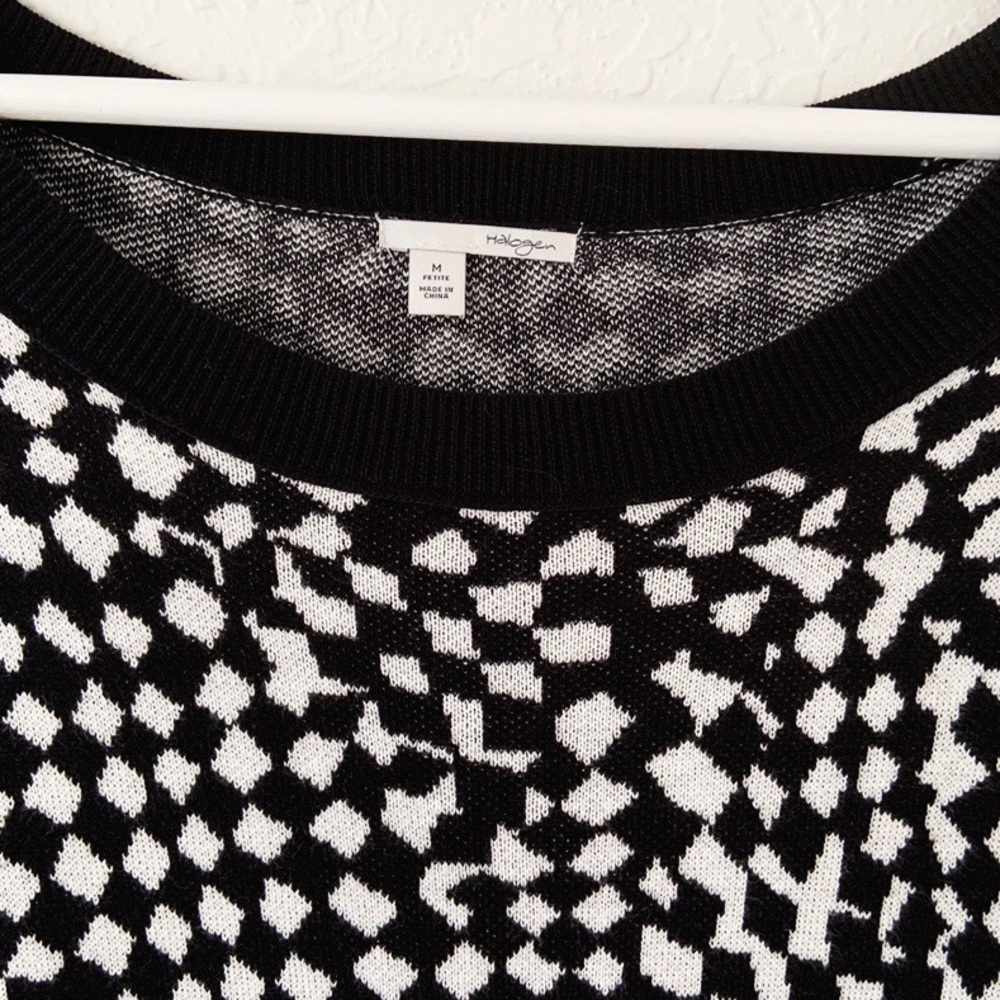 Halogen Checkered Black White Pullover Sweater M - image 2
